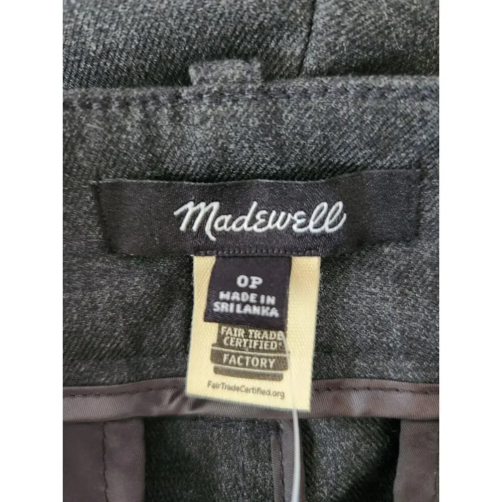 NWT Madewell The Petite Harlow Wide-Leg Trouser in Brushed Twill Gray 0P *Flaw